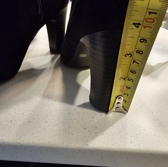 Black faux suede microfiber tall boots. - Picture 7 of 9